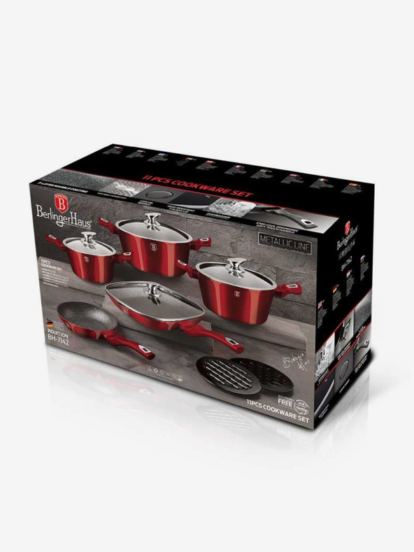 Berlingerhaus Geschirrset mit Marmoroberfläche 11-teilig Burgundy Metallic Line BERLINGERHAUS