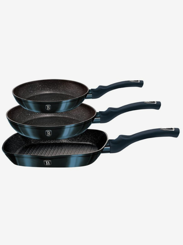 Berlingerhaus Set aus drei Pfannen mit Marmoroberfläche BERLINGERHAUS Aquamarine Metallic Line