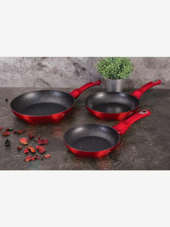 Berlingerhaus Pfanne mit Marmoroberfläche 3er Set Burgundy Metallic Line BERLINGERHAUS