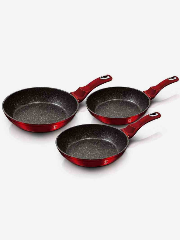 Berlingerhaus Pfanne mit Marmoroberfläche 3er Set Burgundy Metallic Line BERLINGERHAUS