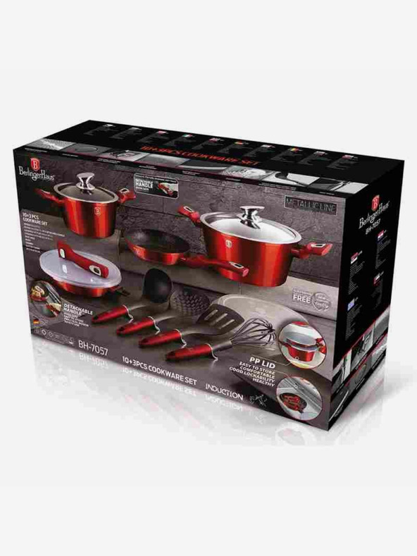 Berlingerhaus Kochgeschirrset mit Marmoroberfläche 13 tlg. Burgundy Metallic Line I BERLINGERHAUS