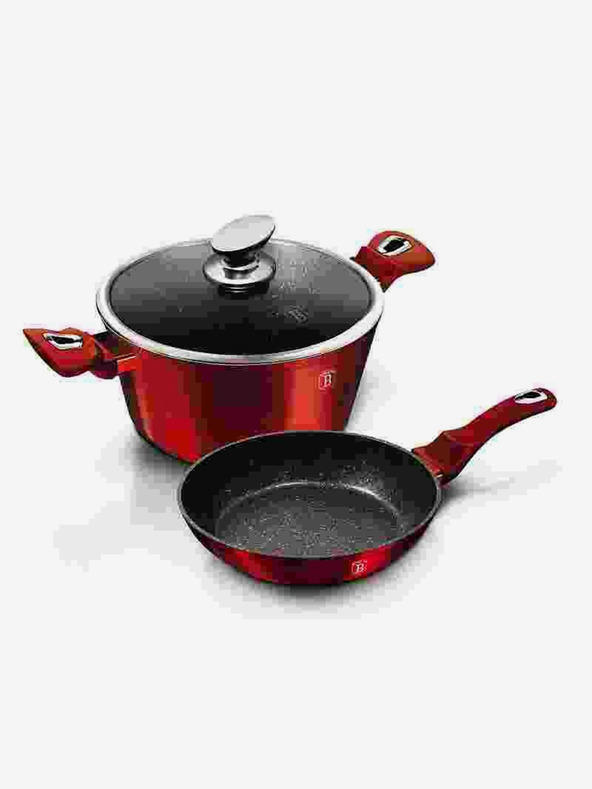 Berlingerhaus Geschirrset mit Marmoroberfläche 3 Stück Burgundy Metallic Line BERLINGERHAUS