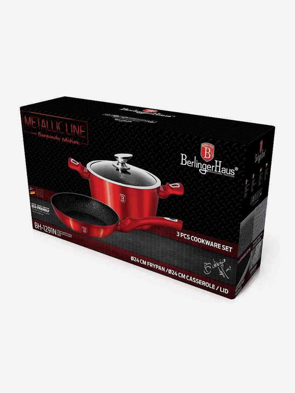 Berlingerhaus Geschirrset mit Marmoroberfläche 3 Stück Burgundy Metallic Line BERLINGERHAUS
