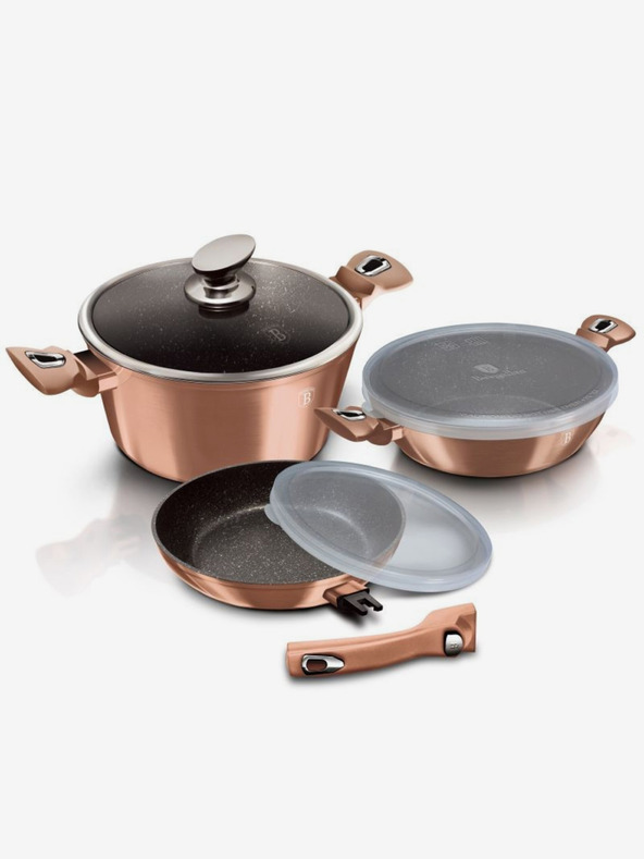 Berlingerhaus Geschirrset mit Marmoroberfläche 6-tlg. Rosegold Metallic Line BERLINGERHAUS