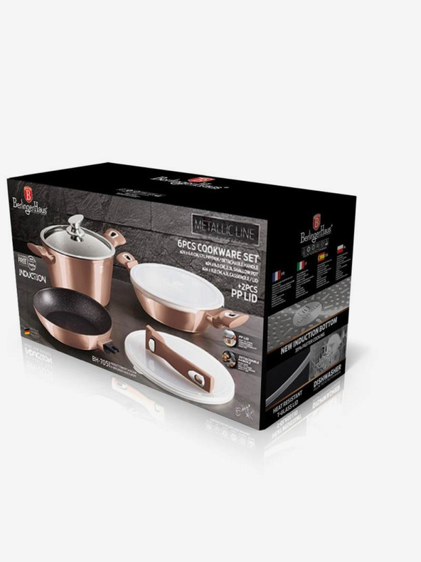 Berlingerhaus Geschirrset mit Marmoroberfläche 6-tlg. Rosegold Metallic Line BERLINGERHAUS