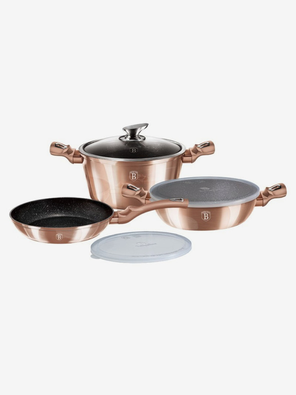 Berlingerhaus Geschirrset mit Marmoroberfläche 6-tlg. Rosegold Metallic Line BERLINGERHAUS