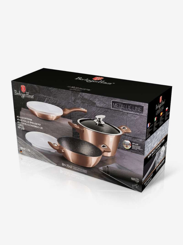 Berlingerhaus Geschirrset mit Marmoroberfläche 6-tlg. Rosegold Metallic Line BERLINGERHAUS