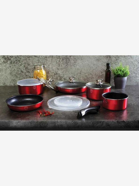 Berlingerhaus Kochgeschirr-Set mit abnehmbarem Griff 12-teilig Burgundy Metallic Line BERLINGERHAUS