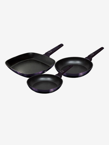 Berlingerhaus Grillpfanne mit Titanium-Oberfläche 3er Set Purple Eclipse Collection BERLINGERHAUS