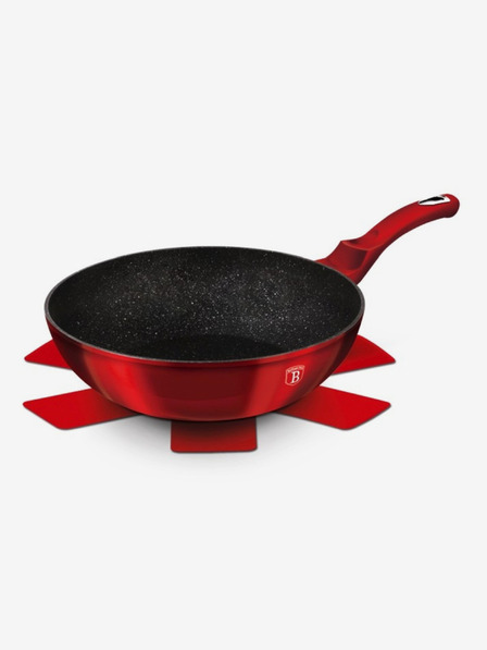 Berlingerhaus Wok-Pfanne mit Marmoroberfläche BERLINGERHAUS Burgundy Metallic Line (28 cm)