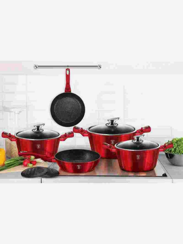 Berlingerhaus Wok-Pfanne mit Marmoroberfläche BERLINGERHAUS Burgundy Metallic Line (28 cm)