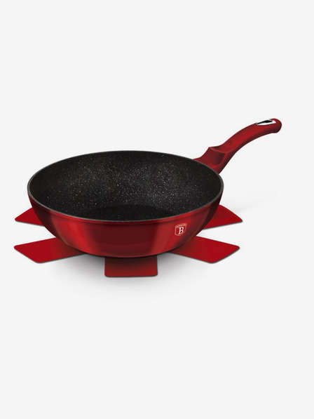 Berlingerhaus Wok-Pfanne mit Marmoroberfläche 30 cm Burgundy Metallic Line BERLINGERHAUS