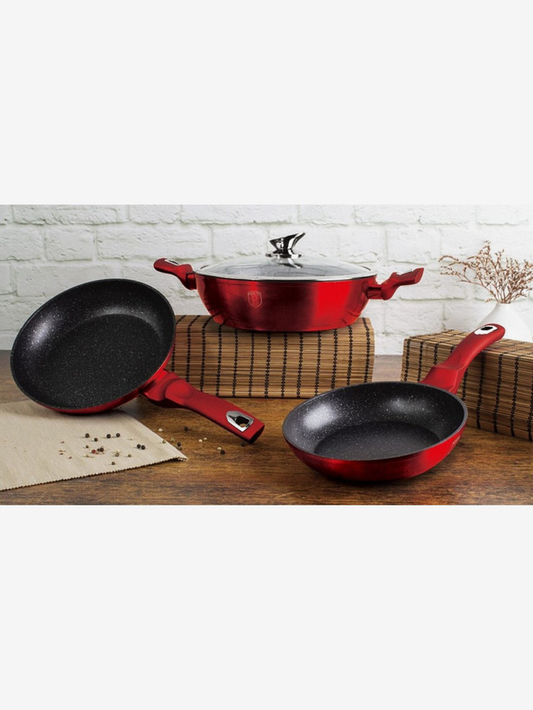 Berlingerhaus Pfanne mit Marmoroberfläche 20 cm Burgundy Metallic Line BERLINGERHAUS