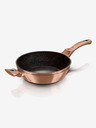 Berlingerhaus Tiefe Pfanne mit Marmoroberfläche und Deckel 28 cm Rosegold Metallic Line BERLINGERHAUS