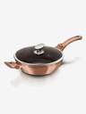 Berlingerhaus Tiefe Pfanne mit Marmoroberfläche und Deckel 28 cm Rosegold Metallic Line BERLINGERHAUS