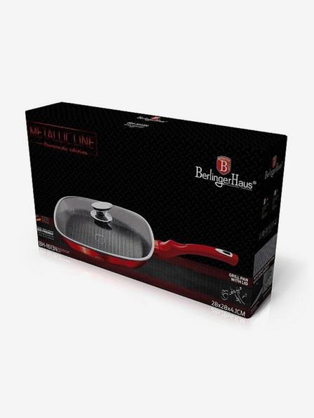 Berlingerhaus Grillpfanne mit Deckel und Marmoroberfläche 28 cm Burgundy Metallic Line BERLINGERHAUS