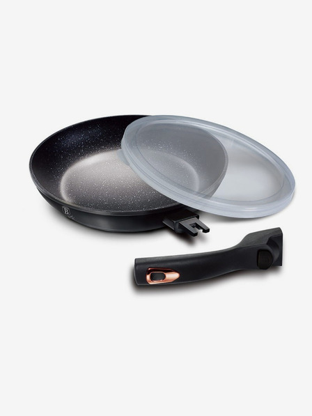 Berlingerhaus Pfanne mit abnehmbarem Griff + Deckel 24 cm Black Rose Collection BERLINGERHAUS