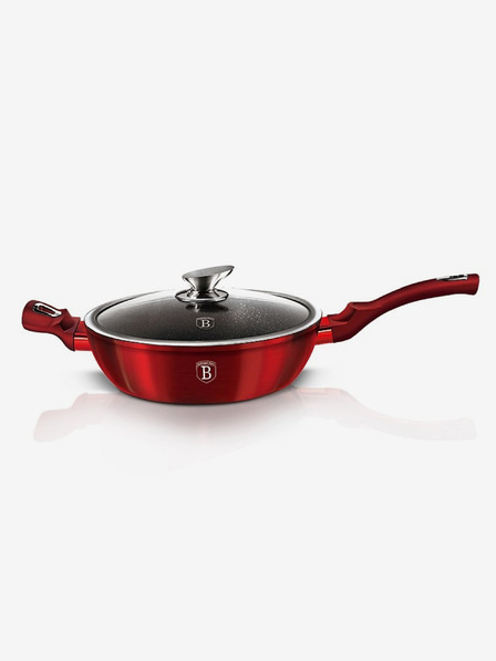 Berlingerhaus Tiefe Pfanne mit Marmoroberfläche und Deckel 28 cm Burgundy Metallic Line BERLINGERHAUS