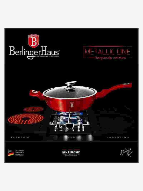 Berlingerhaus Tiefe Pfanne mit Marmoroberfläche und Deckel 28 cm Burgundy Metallic Line BERLINGERHAUS