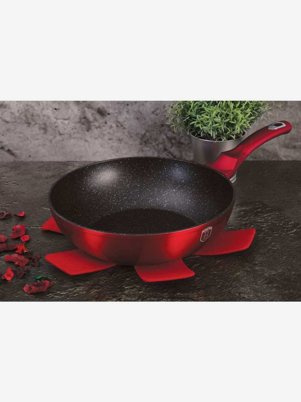 Berlingerhaus WOK-Pfanne mit Deckel und Marmoroberfläche 28 cm Burgundy Metallic Line BERLINGERHAUS