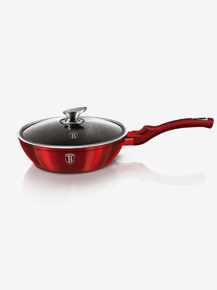 Berlingerhaus Tiefe Pfanne mit Marmoroberfläche und Deckel 24 cm Burgundy Metallic Line BERLINGERHAUS