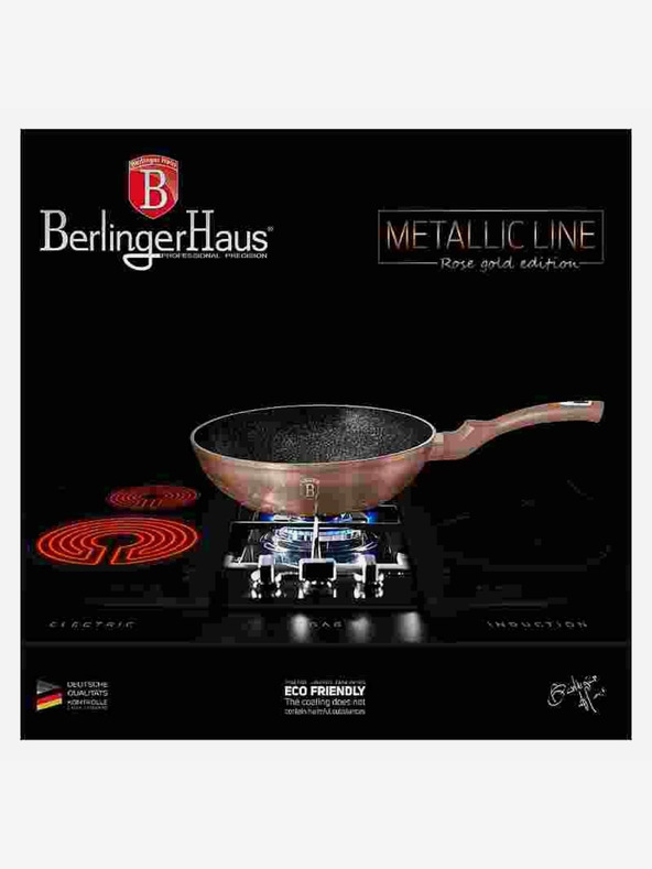 Berlingerhaus Wokpfanne mit Marmoroberfläche BERLINGERHAUS Rosegold Metallic Line (28 cm)