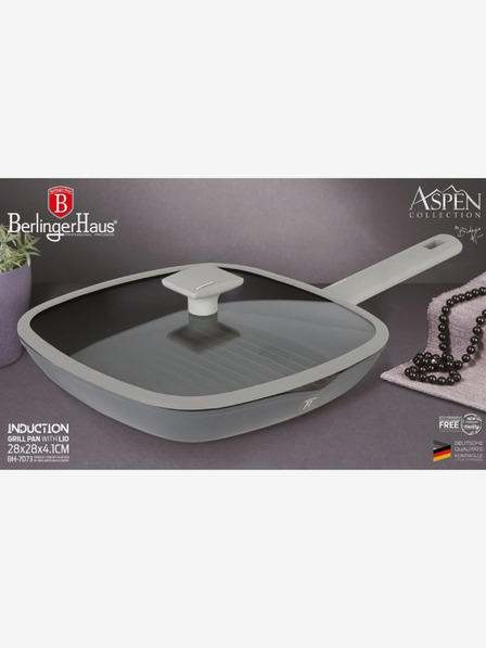 Berlingerhaus Grillpfanne mit Deckel mit Titan-Antihaftbeschichtung 28 cm Aspen Collection BERLINGERHAUS