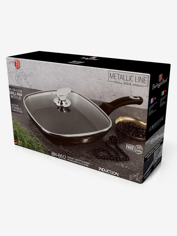 Berlingerhaus Grillpfanne mit Deckel 28 cm Shiny Black Collection BERLINGERHAUS