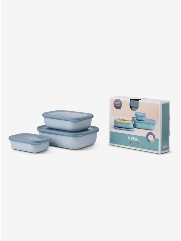Mepal 3er-Set Schüsseln in Hellblau Mepal Cirqula Rectangular (500 +1000 +2000 ml)