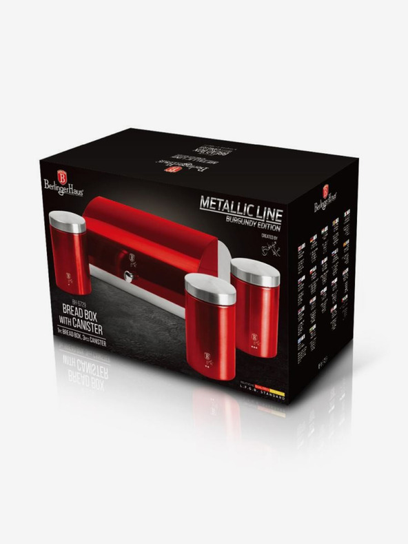 Berlingerhaus Brotkasten und drei Schüsseln BERLINGERHAUS Burgundy Metallic Line