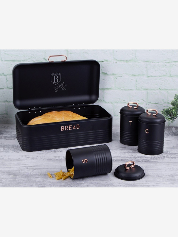 Berlingerhaus Brot- und Lebensmitteldosenset 4-teilig Black Rose Collection BERLINGERHAUS