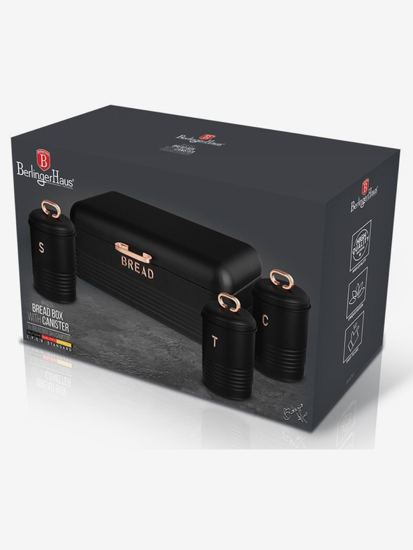 Berlingerhaus Brot- und Lebensmitteldosenset 4-teilig Black Rose Collection BERLINGERHAUS