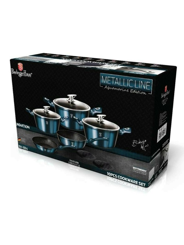 Berlingerhaus 10-teiliges Kochgeschirr mit Marmoroberfläche Aquamarine Metallic Line BERLINGERHAUS
