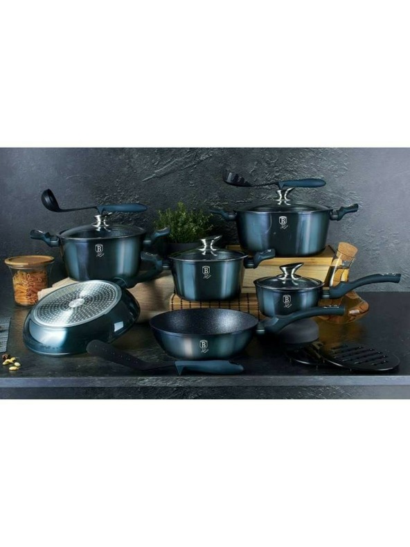 Berlingerhaus 10-teiliges Kochgeschirr mit Marmoroberfläche Aquamarine Metallic Line BERLINGERHAUS