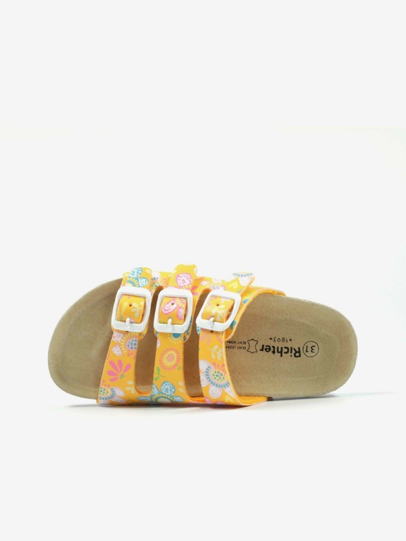 Richter Orange geblümte Richter-Pantoffeln für Mädchen