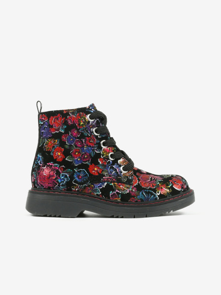 Richter Schwarze Girls Floral Ankle Boots Richter