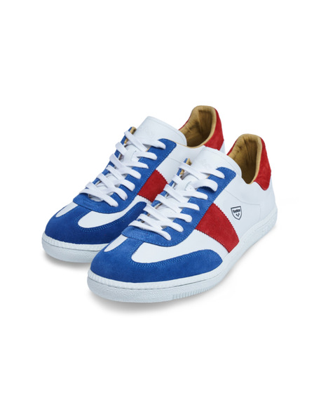 BOTAS *** Herren Lederturnschuhe / Sneakers Weiß-Blau-Rot Botas Iconic Tricolor