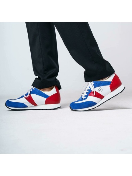 BOTAS *** Herren Lederturnschuhe / Sneakers Weiß-Blau-Rot Botas Authentic Tricolor