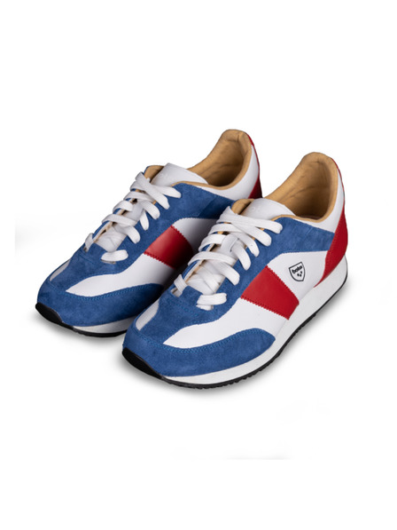 BOTAS *** Herren Lederturnschuhe / Sneakers Weiß-Blau-Rot Botas Authentic Tricolor
