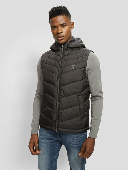 Guess Jeans Herren schwarze Weste mit Kapuze Guess Jeans