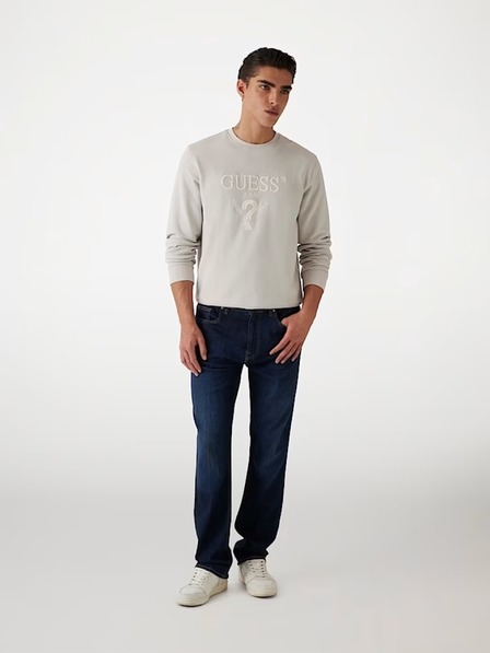 Guess Jeans Herren weißes Sweatshirt mit gesticktem Logo Guess Jeans