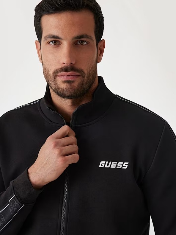 Guess Jeans Herren schwarzes Sweatshirt mit seitlichem Logo Guess Jeans