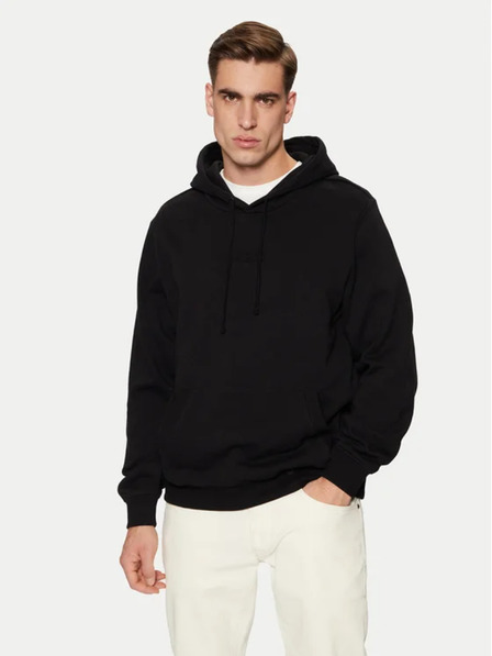 Guess Jeans Herren schwarzes Sweatshirt mit gesticktem Logo und Kapuze Guess Jeans