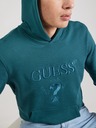 Guess Jeans Herren petrolblaues Sweatshirt mit gesticktem Logo und Kapuze Guess Jeans