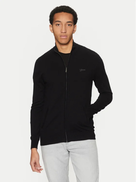 Guess Jeans Herren Schwarze Strickjacke mit besticktem Logo Guess Jeans