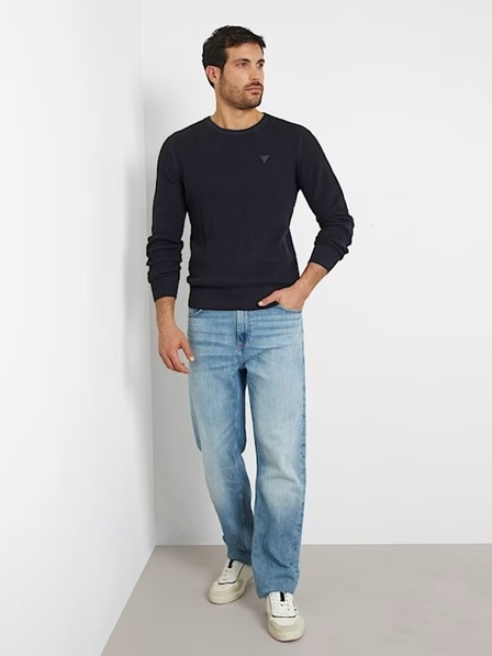Guess Jeans Herren Blauer Pullover Guess Crew Neck Sweater