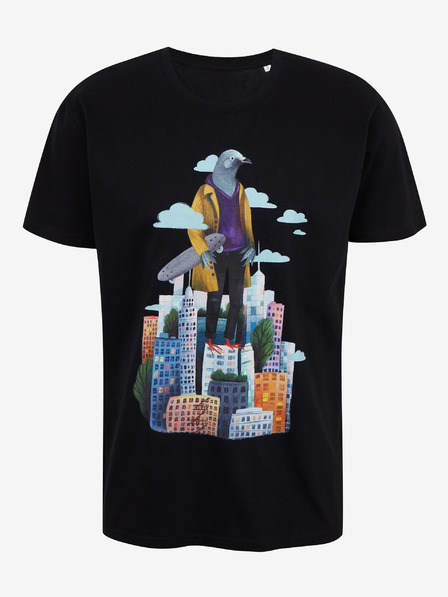 DOBRO Schwarzes Herren-T-Shirt mit Aufdruck Zoot DOBRO. Taube