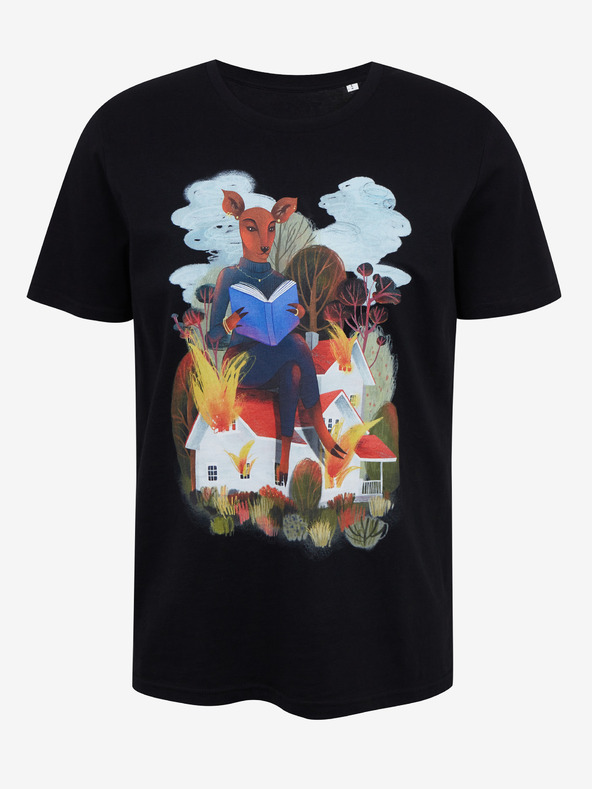 DOBRO Schwarzes Herren-T-Shirt mit Aufdruck Zoot DOBRO. Reh