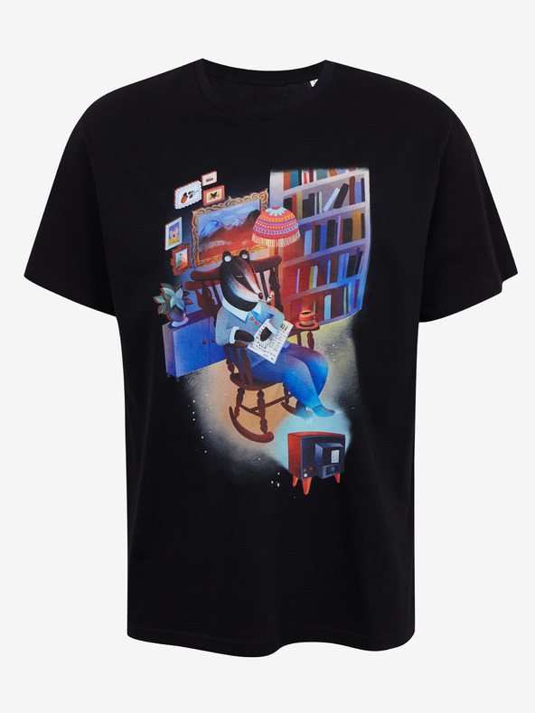 DOBRO Schwarzes Herren-T-Shirt mit Aufdruck Zoot DOBRO Dachs