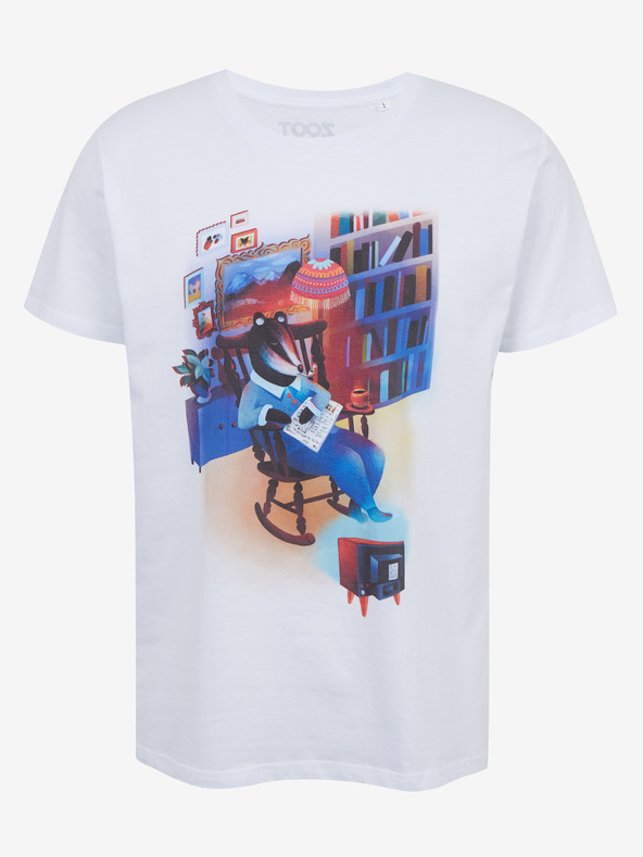 DOBRO Weißes Herren-T-Shirt mit Aufdruck Zoot DOBRO. Dachs